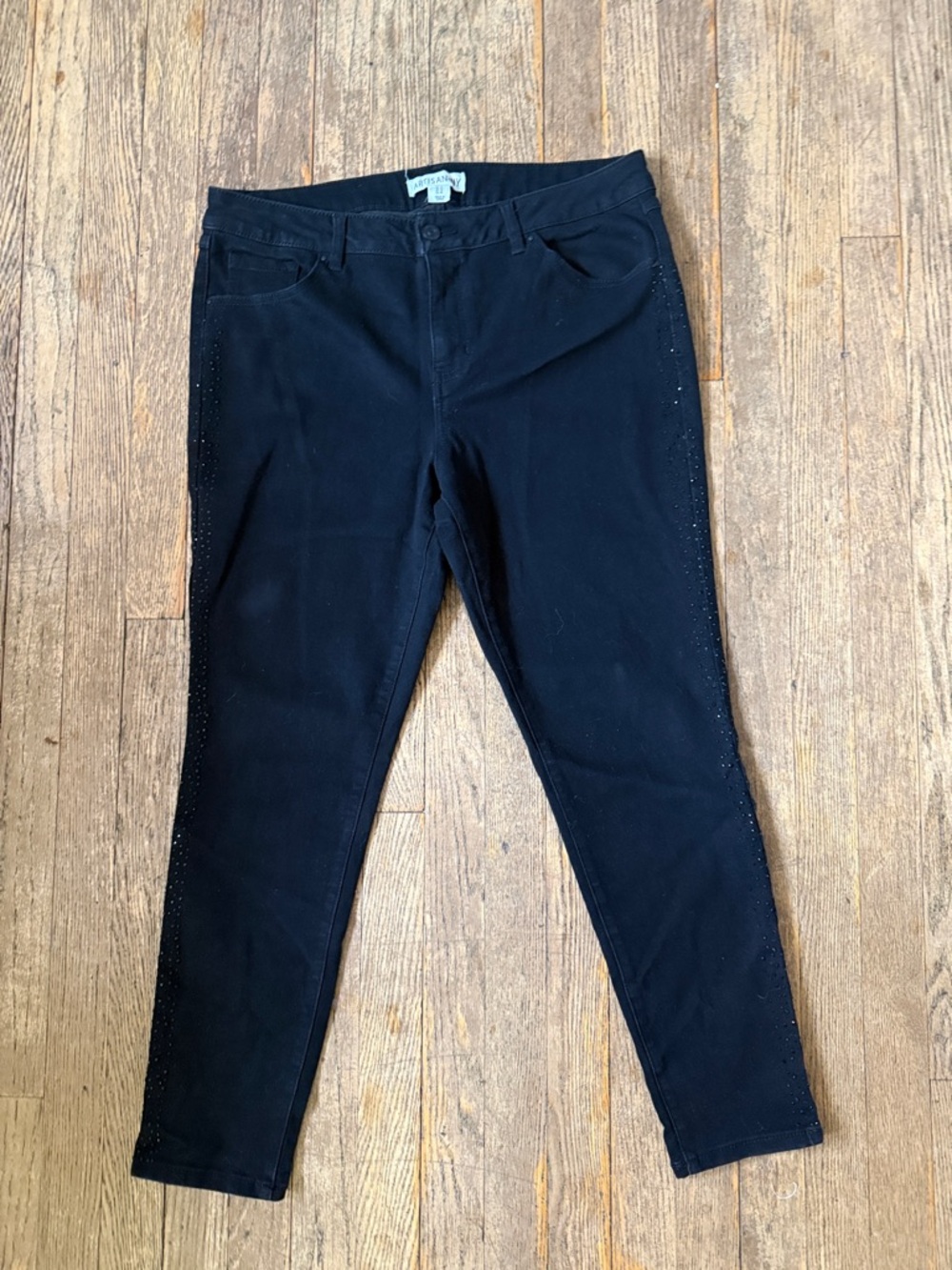 Artisan Jeans NY Black Skinny Jeans Sparkly Side Studs Bedazzled Rodeo Cowgirl - Picture 4 of 8